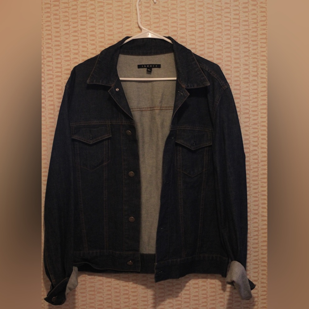 Men’s Theory Navy Denim Jacket. Size X-Large. Available!